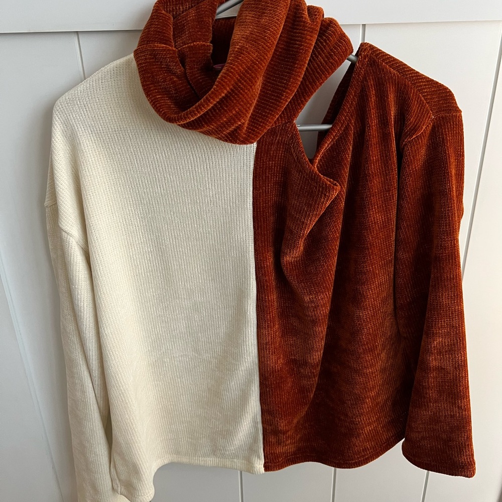 Pink Lily turtleneck off shoulder sweater